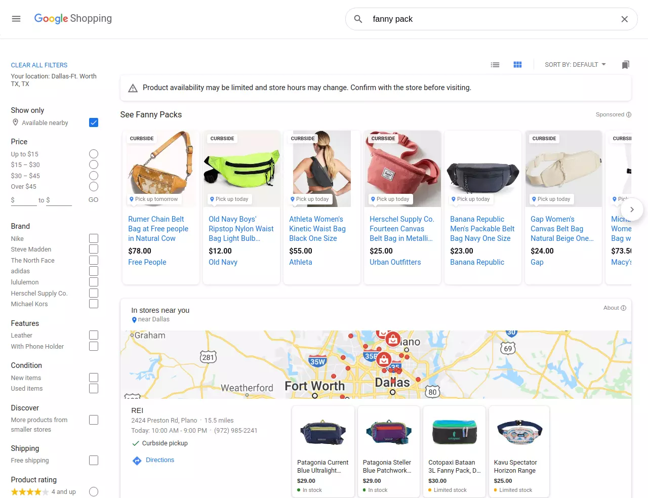 Google Shopping Set Nearby